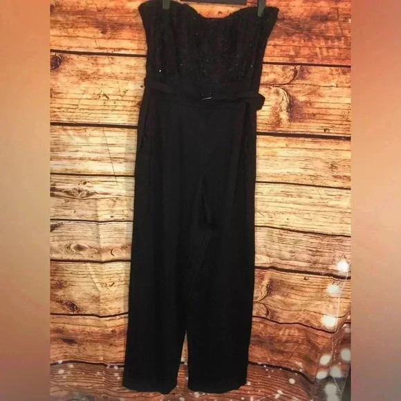 🔥VENUS Sequins and Lace Black Corset Jumpsuit with belt🔥NWT size 6 - Picture 8 of 16